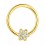 Piercing Segment Ring Eloxiert Gold Blume 7 Weiße Strasssteine