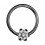 Daith-Piercing Segment-Ring Eloxiert Schwarz Blume 7 Wei&szlig;e Strasssteine