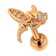 Tragus- / Helix-Piercing Stahl 316L Eloxiert Gold Rosa Hexe & Strass