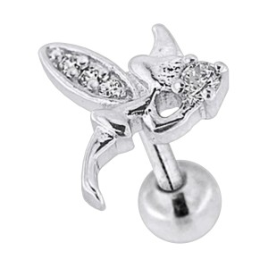 Tragus- / Helix-Piercing Stahl 316L Metallisiert Hexe & Strass