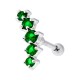 Helix-Piercing Knorpel 925 Silber Kurve 5 Strass Dunkelgrün