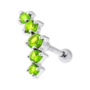 Helix-Piercing Knorpel 925 Silber Kurve 5 Strass Hellgrün