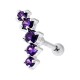 Helix-Piercing Knorpel 925 Silber Kurve 5 Strass Dunkellila