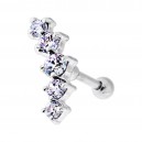 Helix-Piercing Knorpel 925 Silber Kurve 5 Strass Helllila