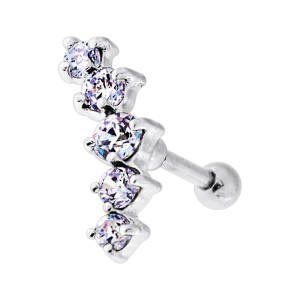 Helix-Piercing Knorpel 925 Silber Kurve 5 Strass Helllila