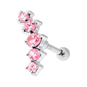 Helix-Piercing Knorpel 925 Silber Kurve 5 Strass Hellrosa