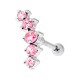 Helix-Piercing Knorpel 925 Silber Kurve 5 Strass Hellrosa