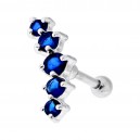 Helix-Piercing Knorpel 925 Silber Kurve 5 Strass Blau
