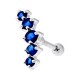 5 Blue Strass Curve 925 Silver Cartilage Ring Helix Piercing