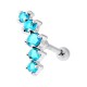 Helix-Piercing Knorpel 925 Silber Kurve 5 Strass Türkis