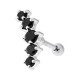 Helix-Piercing Knorpel 925 Silber Kurve 5 Strass Schwarz