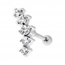 Helix-Piercing Knorpel 925 Silber Kurve 5 Strass Wei&szlig;
