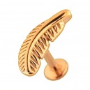 Rose Gold Plain Feather 316L Steel Cartilage Ring Helix Piercing