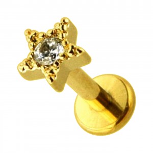 Knorpel- / Helix-Piercing Stahl 316L Stern Strass Geformt Golden