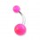 Transparent Pink Acrylic Navel Belly Button Ring w/ Balls