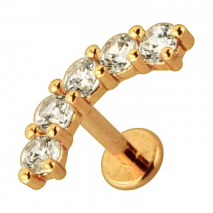 Helix-Piercing Stahl 316L Gold Rosa Bogen 5 Strass CZ Weiß Rund