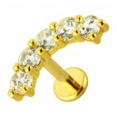 Helix-Piercing Stahl 316L Golden Bogen 5 Strass CZ Wei&szlig; Rund