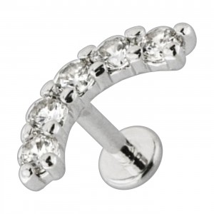 Helix-Piercing Stahl 316L Metallisiert Bogen 5 Strass CZ Weiß Rund