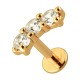Helix-Piercing Stahl 316L Gold Rosa Bogen 3 Strass CZ Weiß Rund