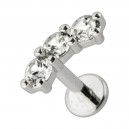 Helix-Piercing Stahl 316L Metallisiert Bogen 3 Strass CZ Wei&szlig; Rund