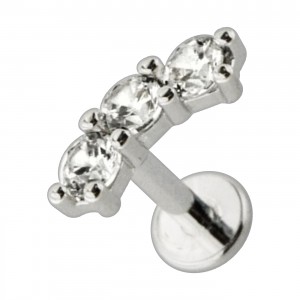 Helix-Piercing Stahl 316L Metallisiert Bogen 3 Strass CZ Wei&szlig; Rund