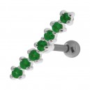 Helix-Piercing 925 Sterlingsilber Linie 7 Strass Dunkelgrün