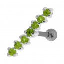 Helix-Piercing 925 Sterlingsilber Linie 7 Strass Hellgrün