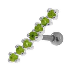 Helix-Piercing 925 Sterlingsilber Linie 7 Strass Hellgr&uuml;n