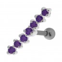 Helix-Piercing 925 Sterlingsilber Linie 7 Strass Dunkellila