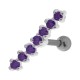Helix-Piercing 925 Sterlingsilber Linie 7 Strass Dunkellila