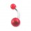 Transparent Red Acrylic Navel Belly Button Ring w/ Balls