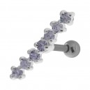 Helix-Piercing 925 Sterlingsilber Linie 7 Strass Hellllila