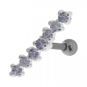 Helix-Piercing 925 Sterlingsilber Linie 7 Strass Hellllila