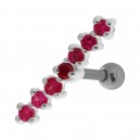 Helix-Piercing 925 Sterlingsilber Linie 7 Strass Dunkelrosa