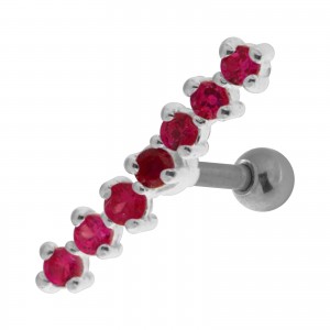 Helix-Piercing 925 Sterlingsilber Linie 7 Strass Dunkelrosa