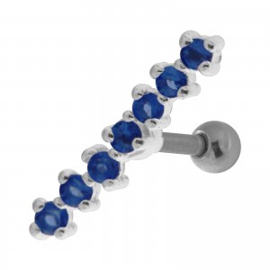 Helix-Piercing 925 Sterlingsilber Linie 7 Strass Blau