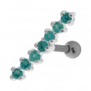 7 Turquoise Strass Line 925 Sterling Silver Helix Piercing Ring