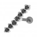 Helix-Piercing 925 Sterlingsilber Linie 7 Strass Schwarz