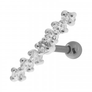 Helix-Piercing 925 Sterlingsilber Linie 7 Strass Weiß