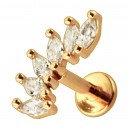 Helix-Piercing Stahl 316L Gold Rosa Bogen 5 Strass Marquise Weiß