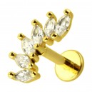 Helix-Piercing Stahl 316L Golden Bogen 5 Strass Marquise Wei&szlig;