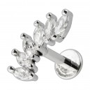 Helix-Piercing Stahl 316L Metallisiert Bogen 5 Strass Marquise Wei&szlig;