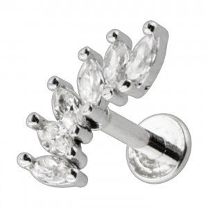 Helix-Piercing Stahl 316L Metallisiert Bogen 5 Strass Marquise Wei&szlig;