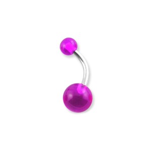 Transparent Purple Acrylic Belly Bar Navel Button Ring w/ Balls