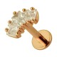 Helix-Piercing Stahl 316L Gold Rosa Bogen 5 Strass Baguette Wei&szlig;
