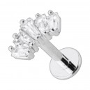 Helix-Piercing Stahl 316L Metallisiert Bogen 5 Strass Baguette Wei&szlig;