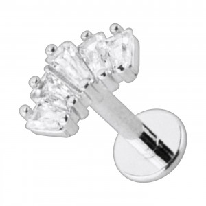 Helix-Piercing Stahl 316L Metallisiert Bogen 5 Strass Baguette Weiß
