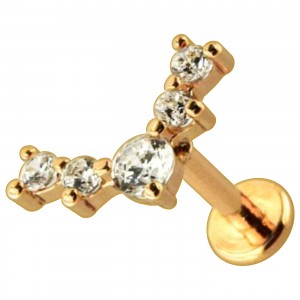 Helix-Piercing Stahl 316L Gold Rosa V 5 Strass CZ Weiß Rund