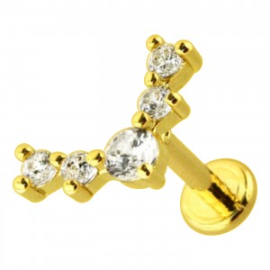 Helix-Piercing Stahl 316L Golden V 5 Strass CZ Weiß Rund