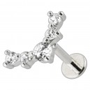 Helix-Piercing Stahl 316L Metallisiert V 5 Strass CZ Wei&szlig; Rund
